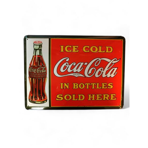 Vintage Coca-Cola metalna reklama "Coca-Cola in Bottles Sold Here"