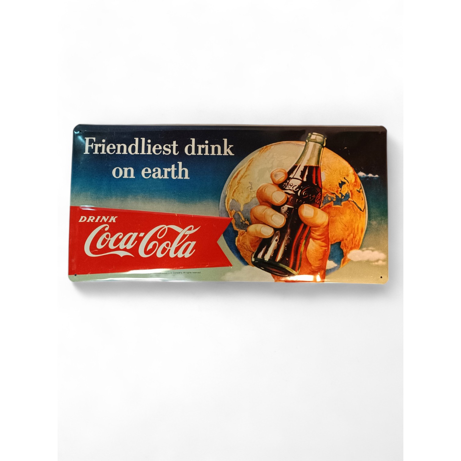 Vintage Coca-Cola Metalna Reklama "Friendliest Drink on Earth"