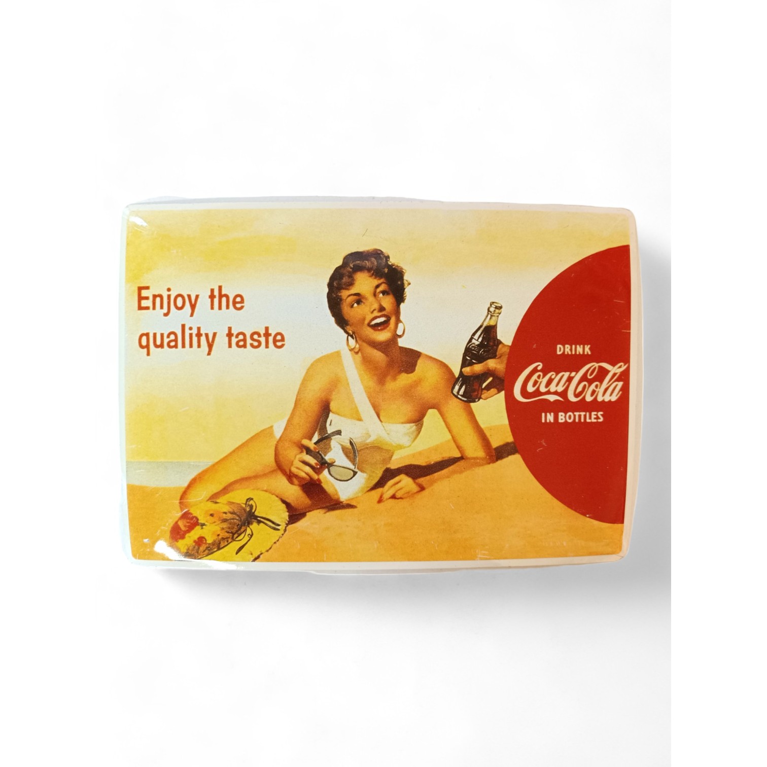 Vintage Coca-Cola metalna reklama "Enjoy the quality taste"