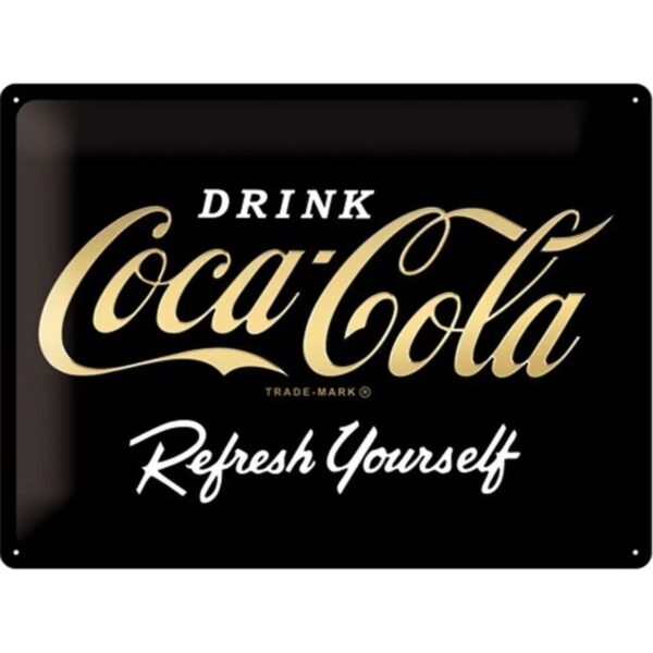Vintage Coca-Cola metalna reklama "Logo Gold"