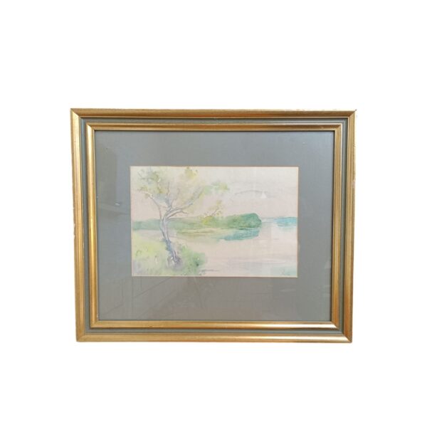 Akvarel pejzaž u zlatnom okviru 50,5×42 cm