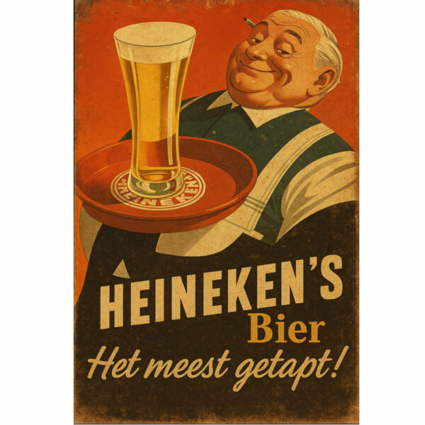 Vintage reklama "Heineken’s Bier – Het meest getapt!"