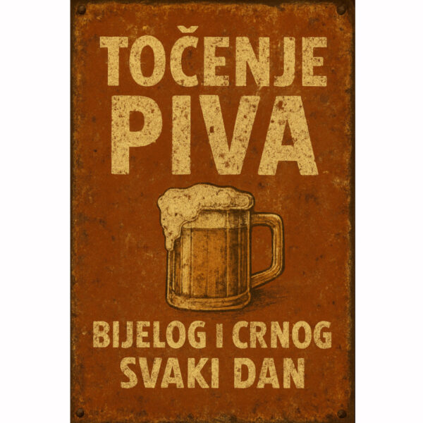 Vintage reklama "Točenje piva – bijelog i crnog svaki dan"