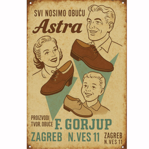 Vintage reklama "Astra – svi nosimo obuću"