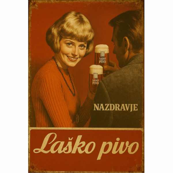 Vintage reklama "Laško pivo – Nazdravje"