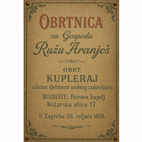 Vintage obrtnica za kupleraj – Ruža Aranjoš