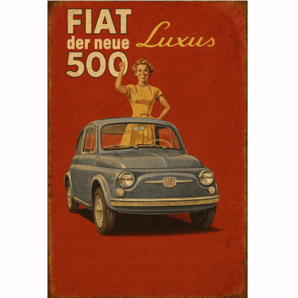 Vintage plakat Fiat 500 – der neue Luxus