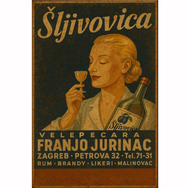 Vintage reklama "Šljivovica – Franjo Jurinac"