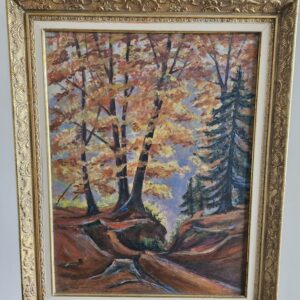 Milan Dečak – Jesen u šumi, ulje na lesonitu, oko 1920.