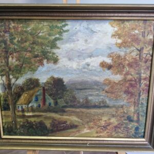 Pejzaž s kućom u prirodi – ulje na platnu, početak 20. stoljeća