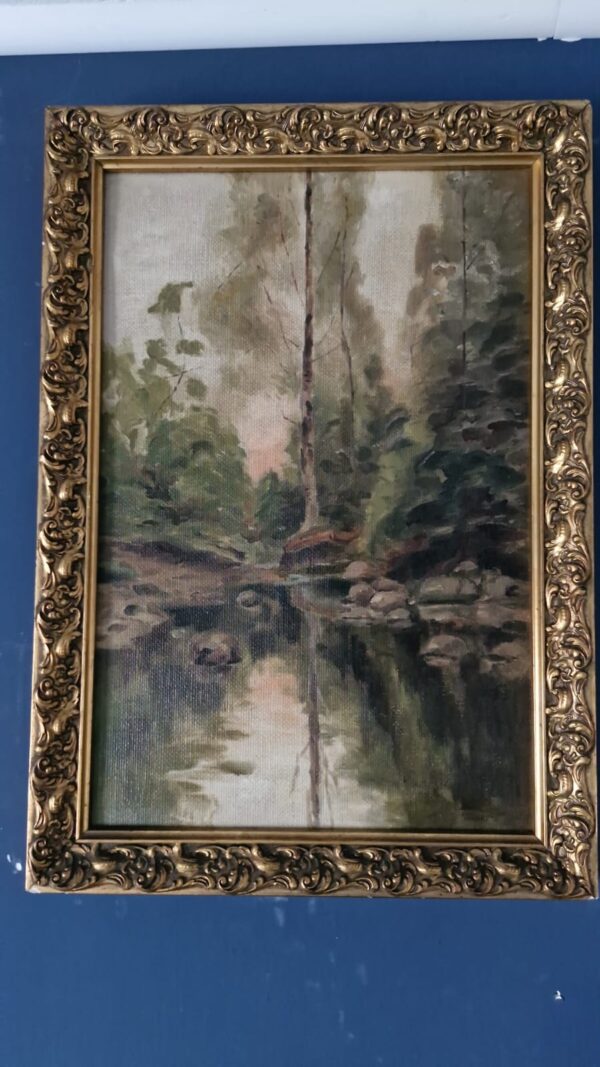 Pejzaž u secesijskoj rami, ulje na platnu, 50×35 cm