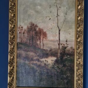 Pejzaž s brežuljcima u secesijskoj rami, ulje na platnu, 50×35 cm