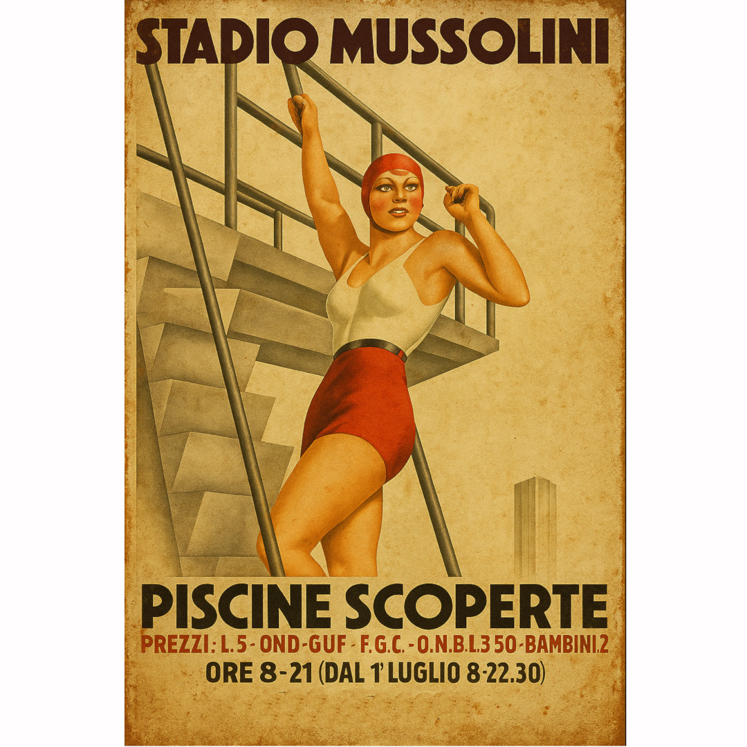Stadio Mussolini – Piscine Scoperte – vintage reklama
