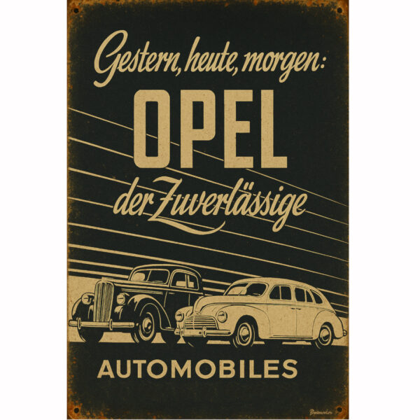 Vintage reklama Opel der Zuverlässige — metalna ploča