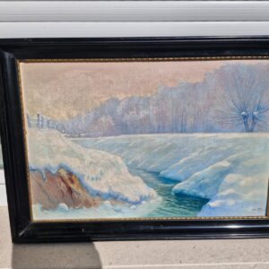 Stjepan Vračun, zimski pejzaž – ulje na platnu kaširano na karton