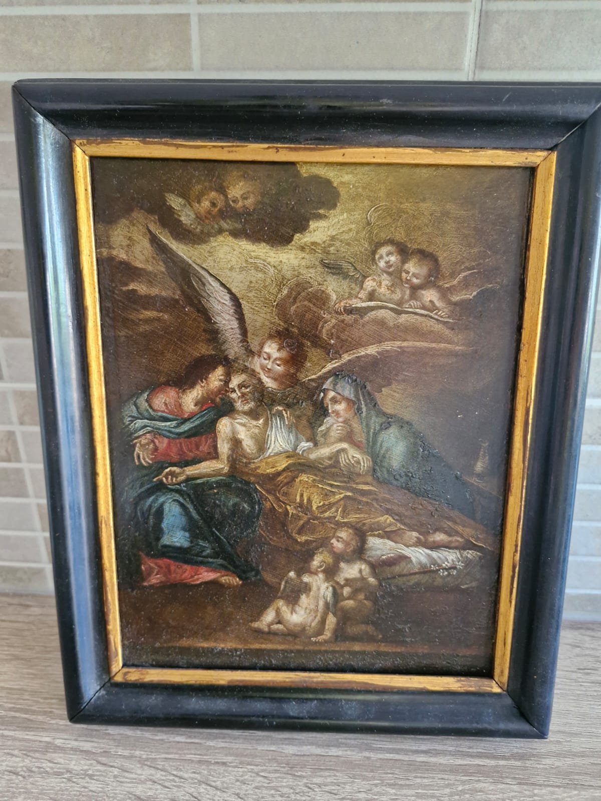 Barokna slika – Usnuće svetog Josipa, ulje na limu, 18. stoljeće