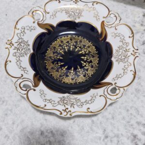 Veliki Weimar tanjur s kobaltnom podlogom i pozlatom