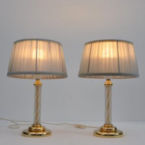 Vintage stolne lampe od mjedi i stakla, 1970