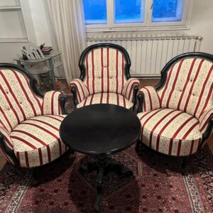 Garnitura salon fotelja i stolića u Bidermajer stilu, sredina 20. st