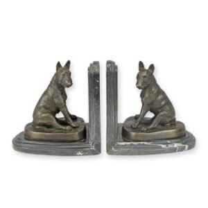 Par brončanih držača za knjige u obliku buldoga
